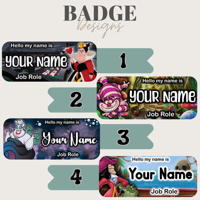 Villains Personalised name badge. Nursing, Doctor, Student, Teacher, Healthcare, Midwife, Dentist, Health Visitor, Paramedic