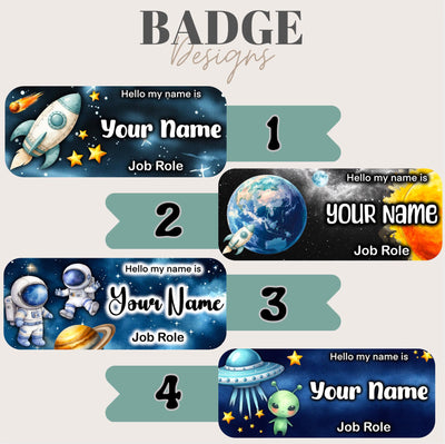 Space, Astronaut, Personalised name badge. Nursing, Doctor, Student, Teacher, Healthcare, Midwife, Dentist, Health Visitor, Paramedic