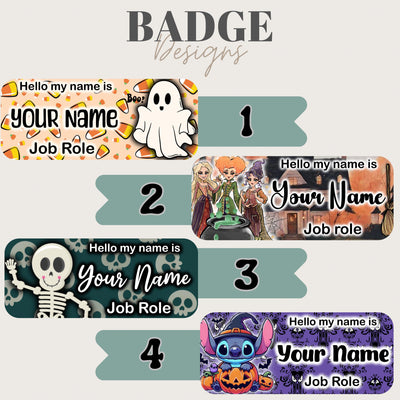 Character Halloween Personalised name badge. Nursing, Doctor, Student, Teacher, Healthcare, Midwife, Dentist, Health Visitor, Paramedic